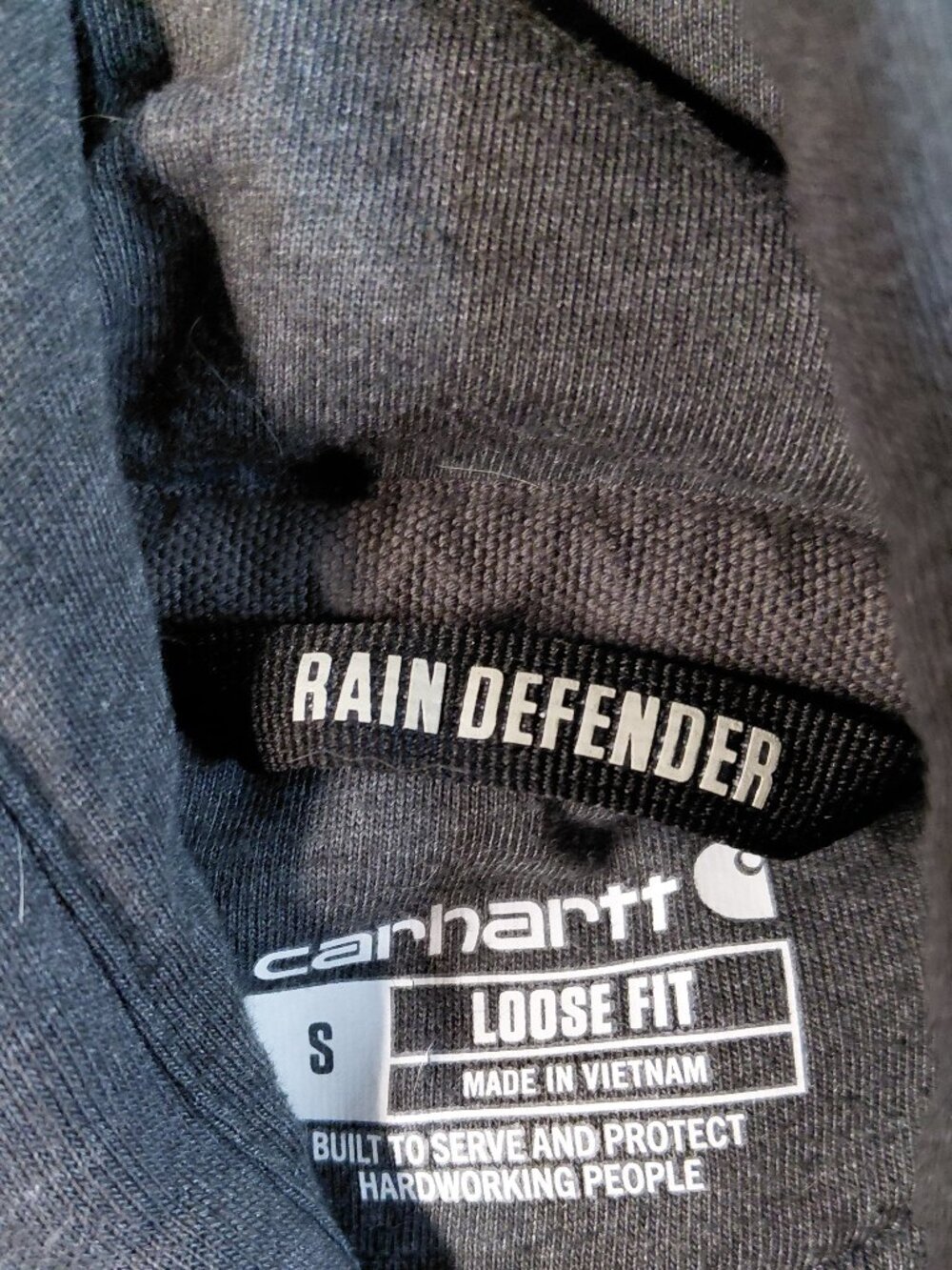 Carhartt Rain Defender Heavy Weight Hoodie Mens Small Gray - Picture 3 of 3